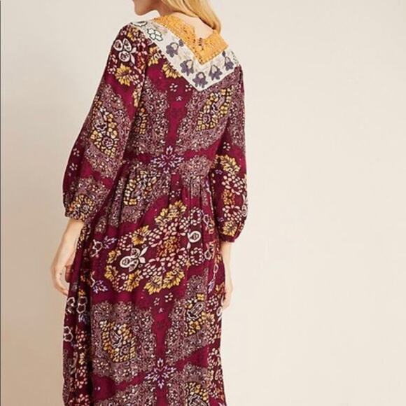 NWT Anthropologie MAEVE plum embroidered maxi dress - Picture 3 of 11
